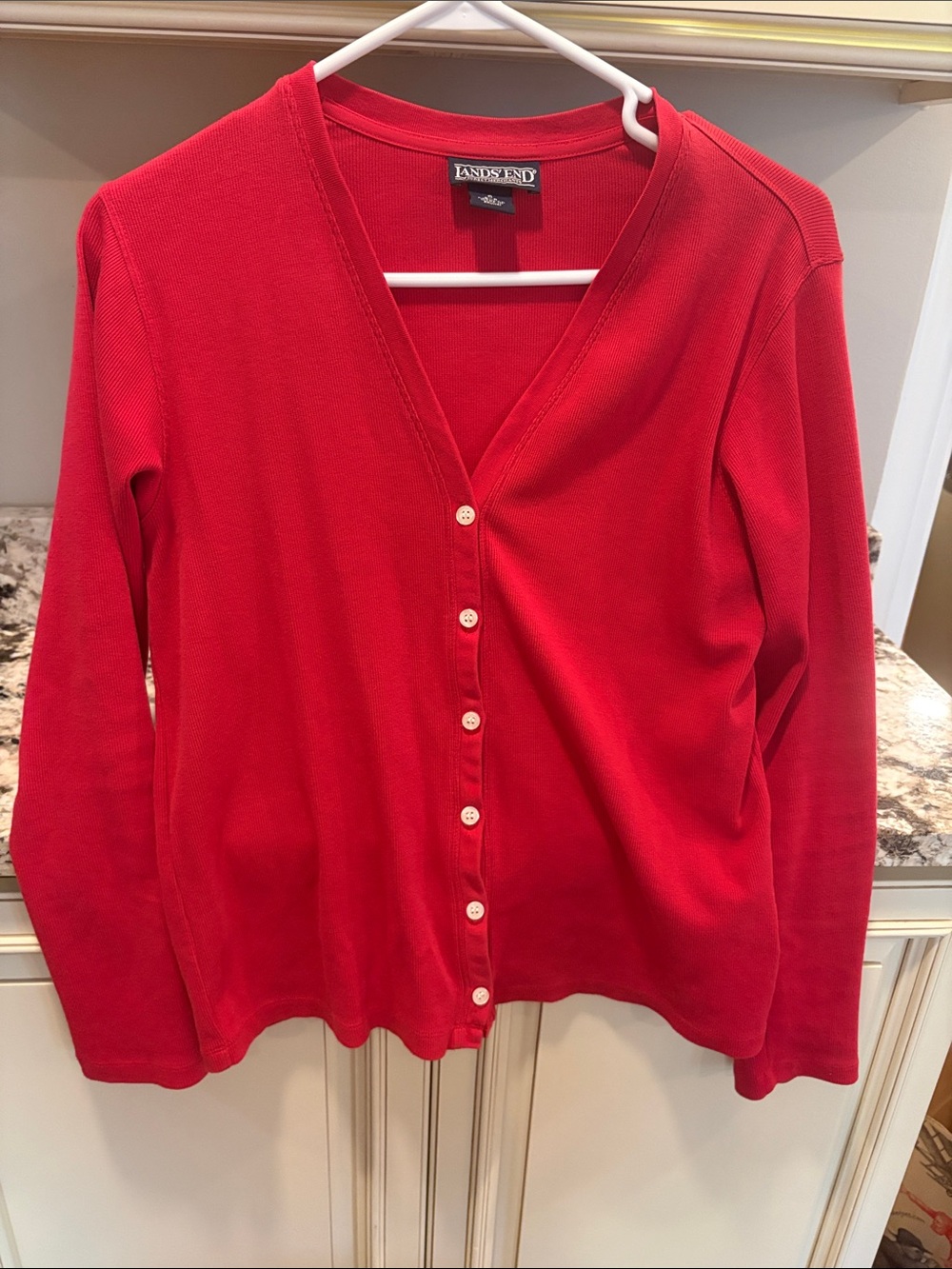 Lands' End Women's V-Neck Button-Front Cardigan